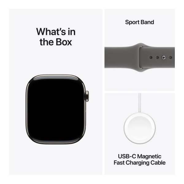 Apple Watch S11 Cellular 42mm Natural Titanium Case with Stone Grey Sport Band M/L