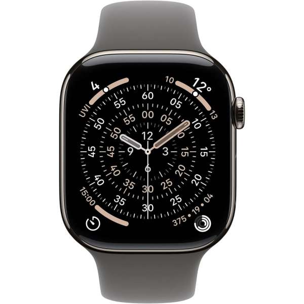 Apple Watch S11 Cellular 42mm Natural Titanium Case with Stone Grey Sport Band S/M