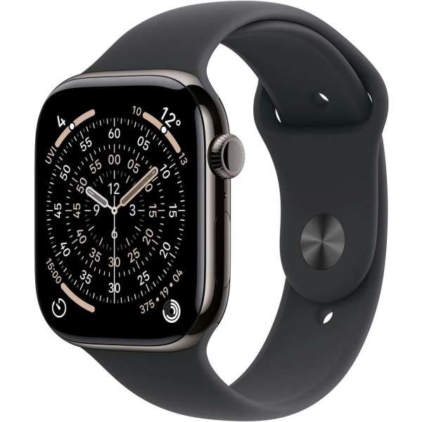 Apple Watch S11 Cellular 42mm Slate Titanium Case with Black Sport Band S/M