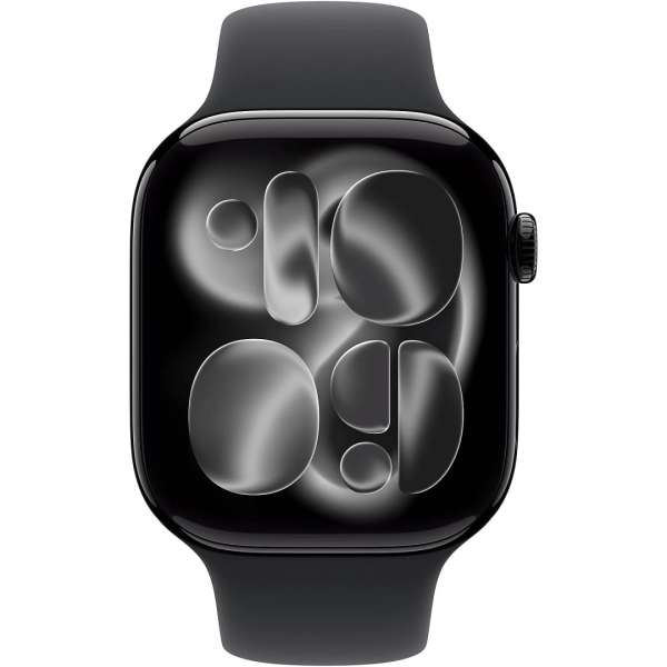 Apple Watch S11 Cellular 46mm Jet Black Aluminium Case with Black Sport Band S/M