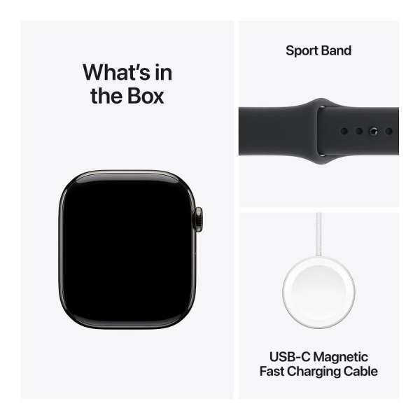 Apple Watch S11 Cellular 46mm Slate Titanium Case with Black Sport Band M/L