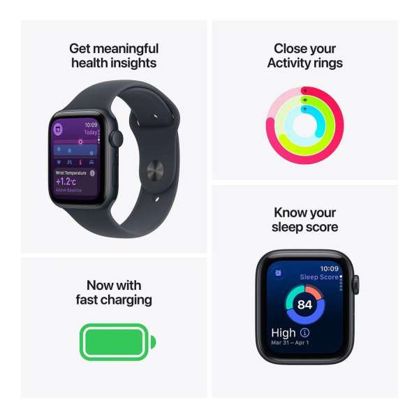 Apple Watch SE3 (2025) GPS 44mm Starlight Aluminium Case with Starlight Sport Band S/M