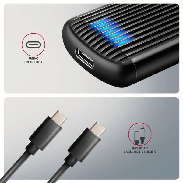 AXAGON EEM2-SC USB-C 10Gbps M.2 NVMe SSD RIBBED Box