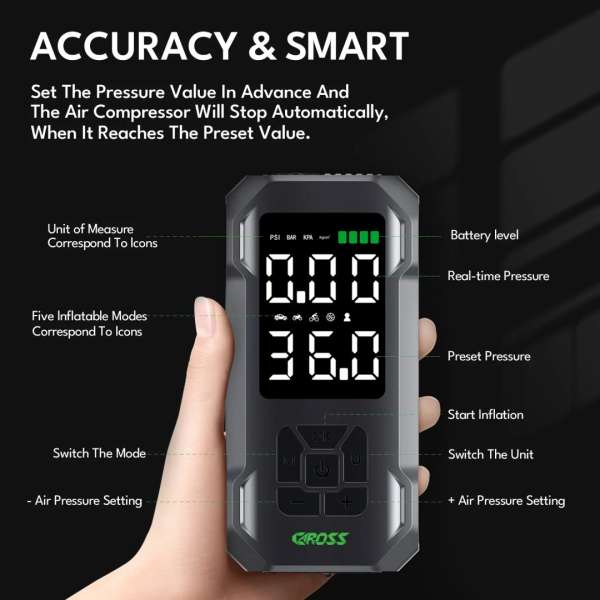 CAROSS Q15 Air Compressor + Powerbank Black