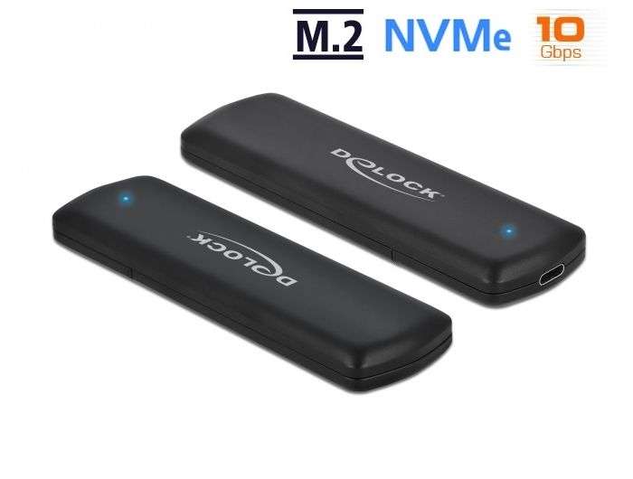 DeLock USB3.2 Gen2 External Enclosure for M.2 NVMe PCIe SSD with USB Type-C Black