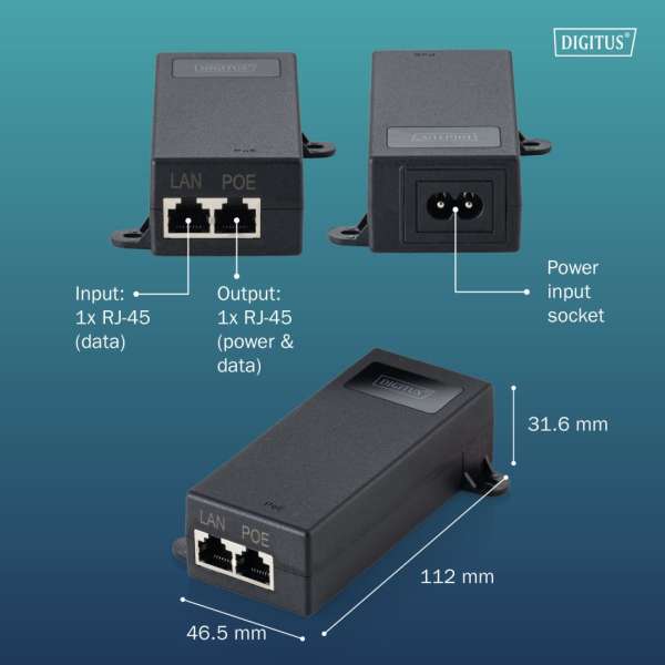 Digitus Gigabit Ethernet PoE++ Injektor 802.3bt