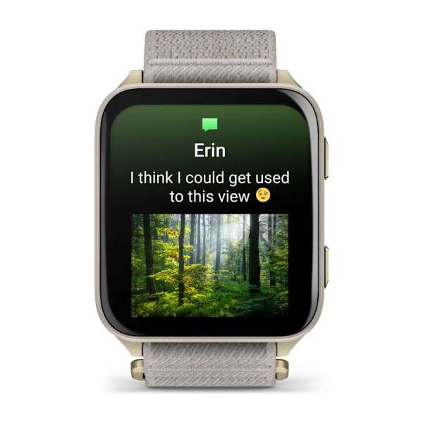 Garmin Venu X1 Soft Gold with Titanium Caseback and French Grey Nylon Band