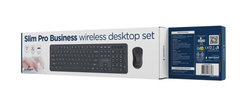Gembird KBS-WPS-01 Slim Pro Business Wireless Keyboard Combo Black US