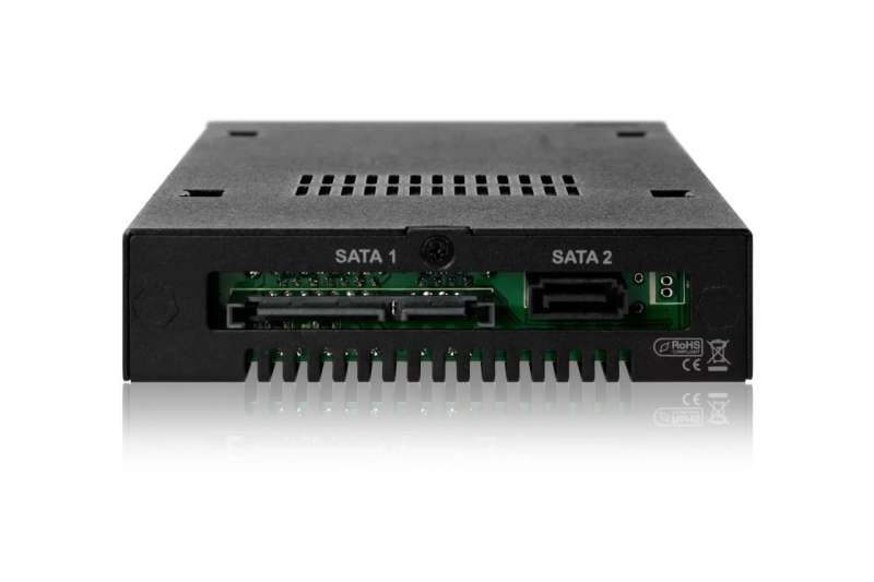 IcyDock ToughArmor MB992SK-B Full Metal 2 Bay 2.5” SATA/SAS HDD & SSD Mobile Rack for External 3.5" Drive Bay