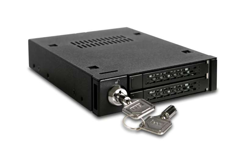IcyDock ToughArmor MB992SK-B Full Metal 2 Bay 2.5” SATA/SAS HDD & SSD Mobile Rack for External 3.5" Drive Bay