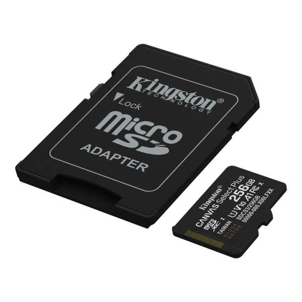 Kingston 256GB microSDXC Canvas Select Plus Gen3 Class 10 UHS-1 A1 V10 + adapterrel