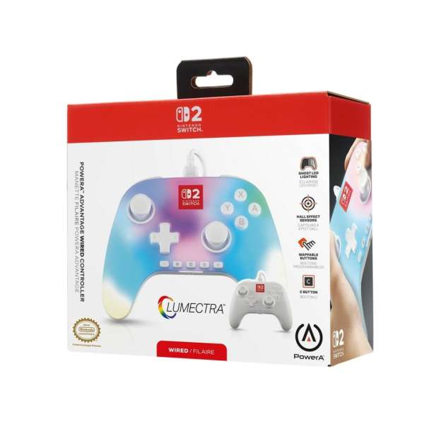 PowerA Advantage Wired Controller for Nintendo Switch 2 Gamepad Lumectra White
