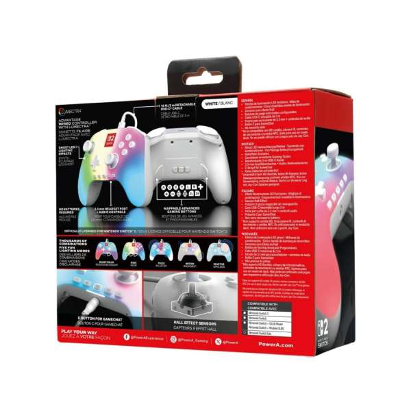 PowerA Advantage Wired Controller for Nintendo Switch 2 Gamepad Lumectra White