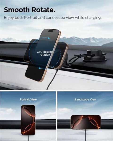 Spigen OneTap Pro 4 MagSafe Car Mount Charger Wireless / Dashboard / Windshield Black