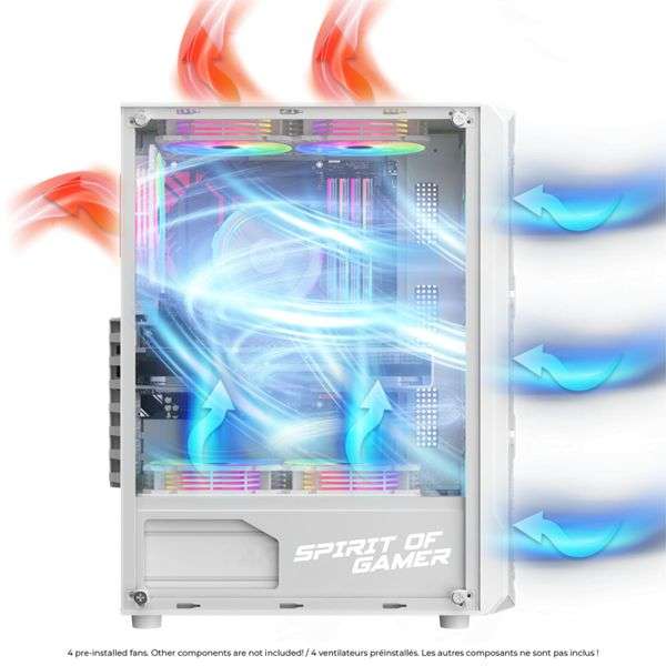 Spirit Of Gamer Rebel XT Tempered Glass White