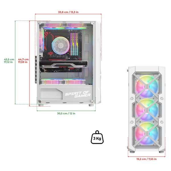 Spirit Of Gamer Rebel XT Tempered Glass White