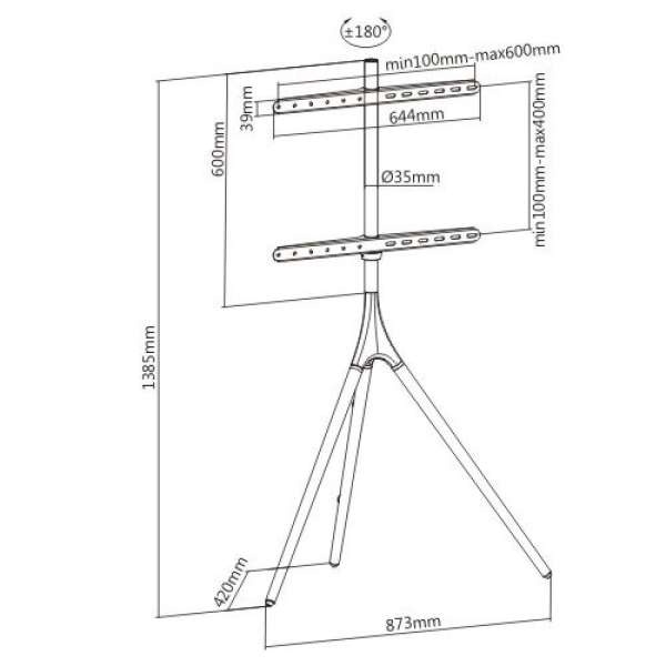 TECHLY  45"-65" Tripod Floor Stand for LCD / LED / Plasma TV Brown/Black
