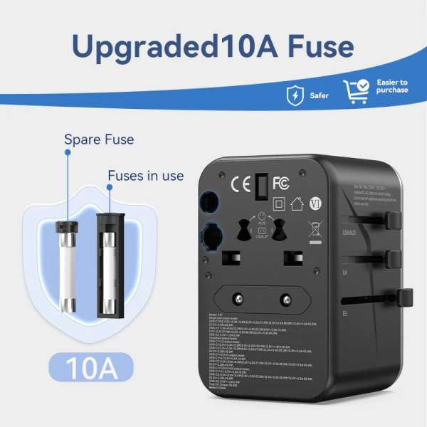 Vention 4-Port USB GaN Universal Travel Adapter Black