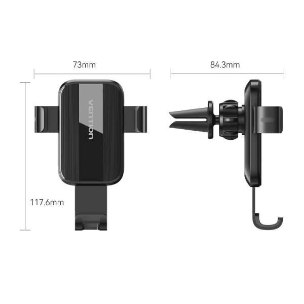 Vention Auto-Clamping Car Phone Mount With Duckbill Clip Black Square Fashion Type Black