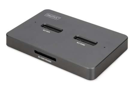 Digitus M.2 NVMe + M.2 SATA SSD Docking Station with SD Express Card Reader USB-C Black
