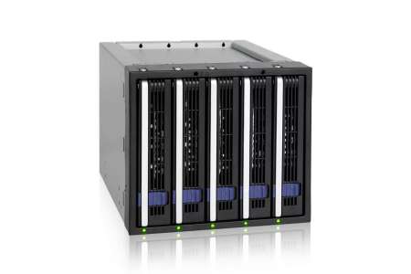 IcyDock FatCage MB155SP-B 5 Bay EZ-Tray 3.5" SATA Hard Drive Hot-Swap Backplane Cage in 3x External 5.25" Bay
