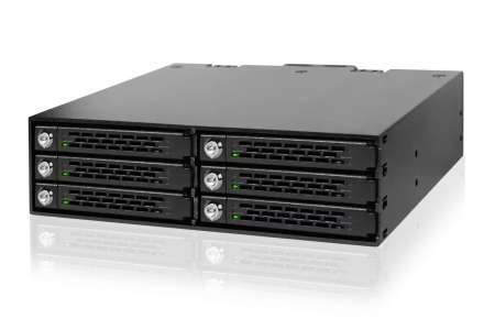 IcyDock ToughArmor MB996SK-6SB Rugged 6 x 2.5" SAS/SATA HDD/SSD Mobile Rack Enclosure for 5.25" Bay (With Keylock)
