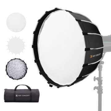 K&F Concept 60cm átmérőjű, parabolic softbox, gyorscsatlakozás, méhsejt rács, Bowens csatlakozás